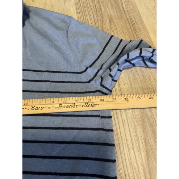 Chaps Mens Large Blue Black Striped Quarter-Zip Pullover Sweater - Picture 5 of 7